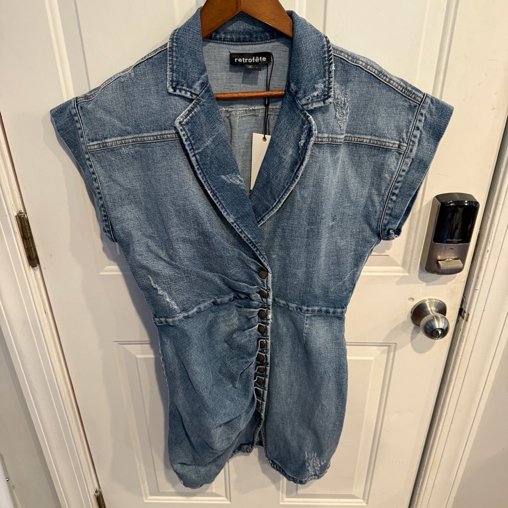 NWT Retrofete Gia Dress in Denim - Picture 3 of 8